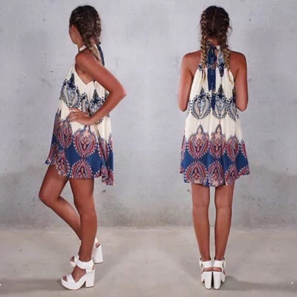 Tie Back Floral Halter Slip Dress - Picture 3 of 7